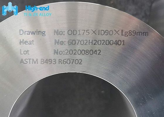 Anello ASTM B493 Ring Forging rotolato senza cuciture di pezzo fucinato dello zirconio R60702